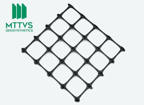 Biaxial  stretched plastic geogrid